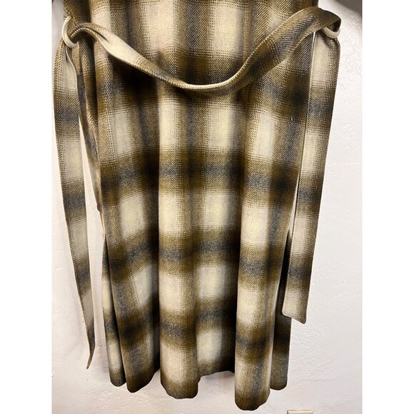 Vintage EATON Rontex International  Plaid Wool Blend Wrap Coat Hood  Belt  Size - Picture 15 of 16